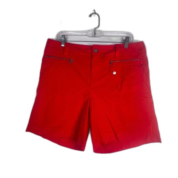 Lauren Ralph Lauren Active Bold Red Zip Pockets Casual Summer Shorts Size 10 - Picture 1 of 8